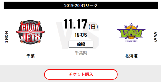 11 8 更新 11 16 17試合情報 Megamax Presents Vs レバンガ北海道 船橋 千葉ジェッツ
